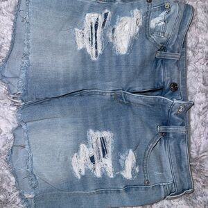 American Eagle Outfitters Light Blue Distressed Denim Shorts